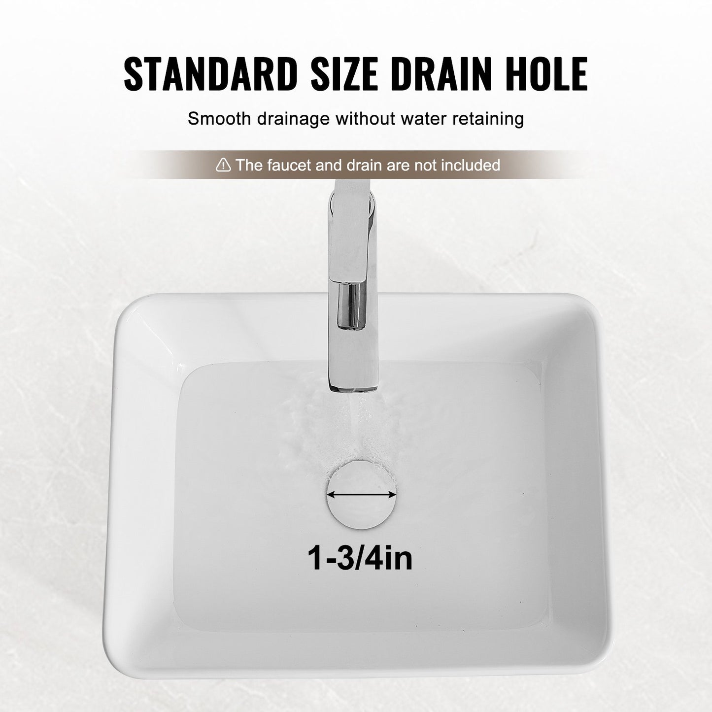 Rectangle Vessel Sink, 19" x 14.7" Bathroom Vessel Sink Countertop, White Ceramic Bathroom Sinks Above Counter, Modern Style, Bright and Elegant, Well-Packaged for Bathroom, Hotel, Toilet, RV