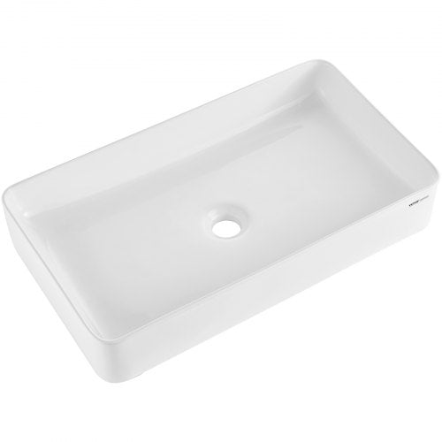 Rectangle Vessel Sink, 24" x 13.8" Bathroom Vessel Sink Countertop, White Ceramic Bathroom Sinks Above Counter, Modern Style, Bright and Elegant, Well-Packaged for Bathroom, Hotel, Toilet, RV