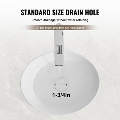 Oval Vessel Sink, 16" x 13.4" Bathroom Vessel Sink Bowl Countertop, White Ceramic Bathroom Sinks Above Counter, Bowl Sink with Modern Style, Well-Packaged for Bathroom, Hotel, Toilet, RV
