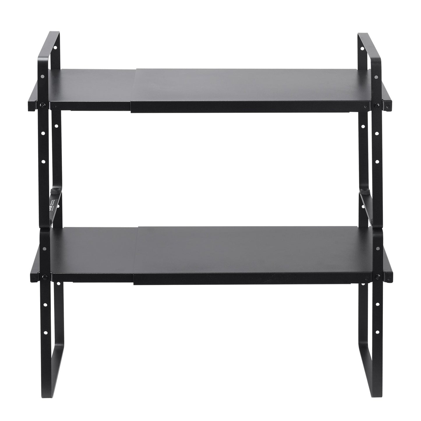 Adjustable Kitchen Cabinet Shelf Organizer, Expandable 2 Tier Cabinet Shelf, Stackable Countertop Organizers and Storage Shelf Risers, Pantry Organizers for Kitchen Bathroom Office, Black