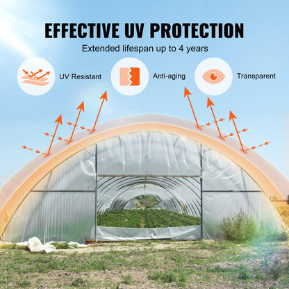 Greenhouse Plastic Sheeting 12 x 50 ft, 6 Mil Thickness Clear Greenhouse Film, Polyethylene Film 4 Year UV Resistant, for Gardening, Farming, Agriculture, Garden