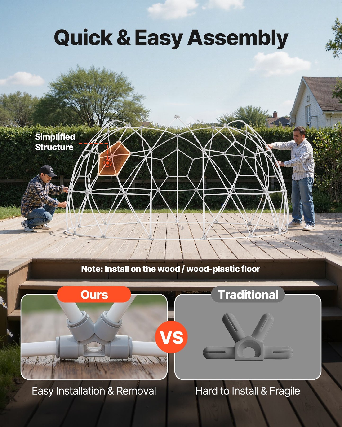 Garden Dome Igloo, 3.6 x 2.2 m Outdoor Clear Bubble Tent for 4-7 Person, Weatherproof Geodesic Dome Greenhouse with Window, PVC Igloo Tent for Backyard Patios Camping Party Wedding