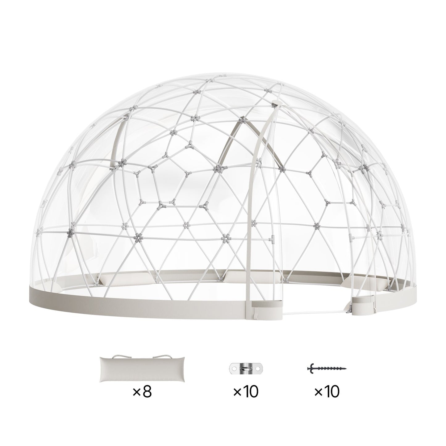 Garden Dome Igloo, 3.6 x 2.2 m Outdoor Clear Bubble Tent for 4-7 Person, Weatherproof Geodesic Dome Greenhouse with Window, PVC Igloo Tent for Backyard Patios Camping Party Wedding