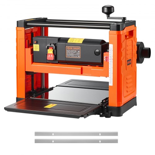 Thickness Planer, Two-Blade, 330 mm Width Worktable Power Benchtop Planer, 1800W 23500 RPM Powerful Motor, Dual Rollers, Over Protection, Single Speed Woodworking, for Hard & Soft Wood Material