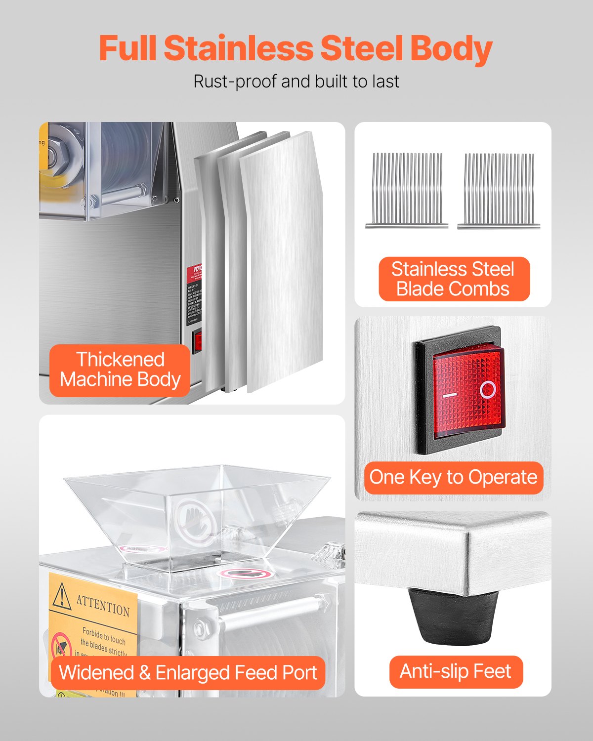 Meat Cutter Machine, 850W Meat Slicer, 551 lb/h Commercial Meat Cutting Machine Stainless Steel, 5 mm Thickness, Detachable Blades, Electric Food Slicer for Home Kitchen Restaurant Supermarket