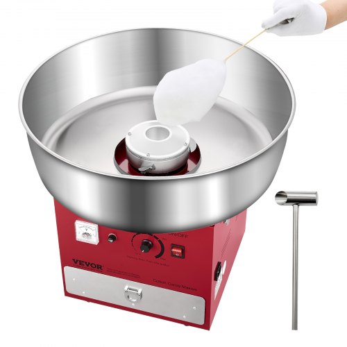 Electric Cotton Candy Machine, 1000W Commercial Candy Floss Maker with 52cm in Stainless Steel Bowl, Sugar Scoop, and Drawer, Easy Home Use, Perfect for Kids Birthday, Family Party, Red