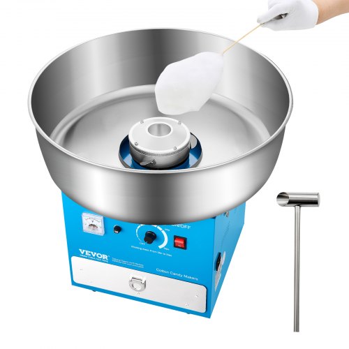 Electric Cotton Candy Machine, 1000W Commercial Candy Floss Maker with 52cm in Stainless Steel Bowl, Sugar Scoop, and Drawer, Easy Home Use, Perfect for Kids Birthday, Family Party, Blue