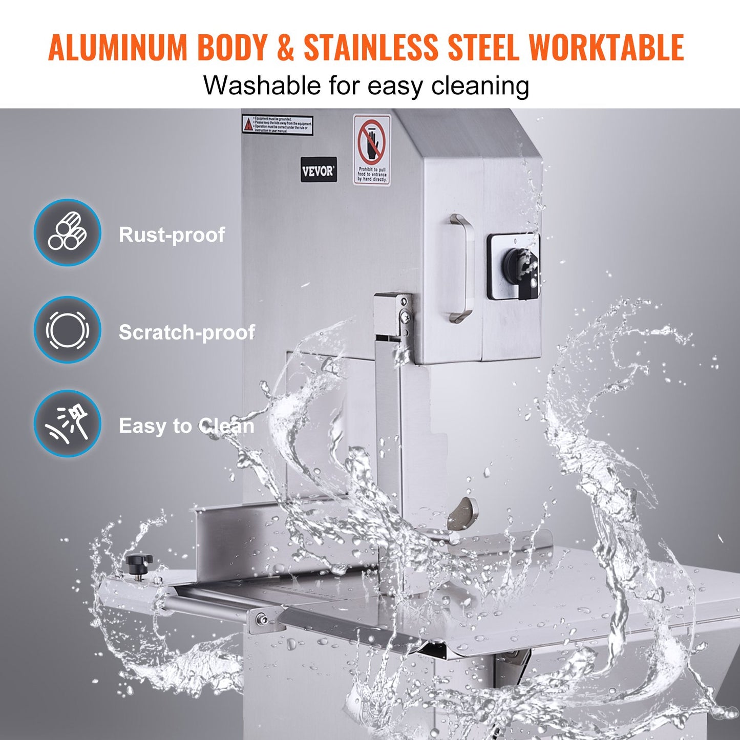 2200W Commercial Electric Meat Bandsaw Stainless Steel Bone Sawing Machine