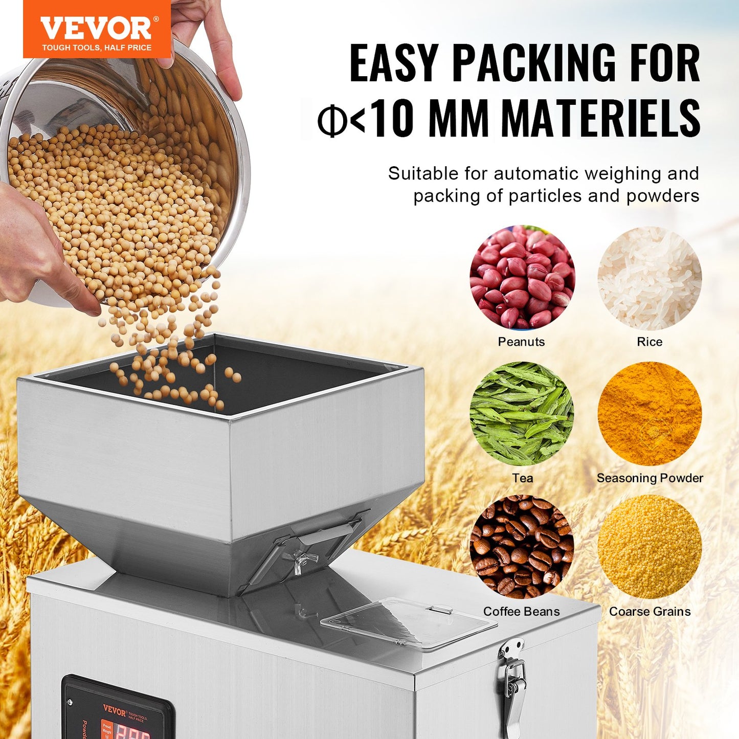 Powder Filling Machine, 0.002-0.22lbs/1-100g, Automatic Intelligent Particle Weighing Filling Machine, Bottle Bag Powder Filler Particle Dispenser for Tea Seeds Grains Powder Flour Beans Glitter