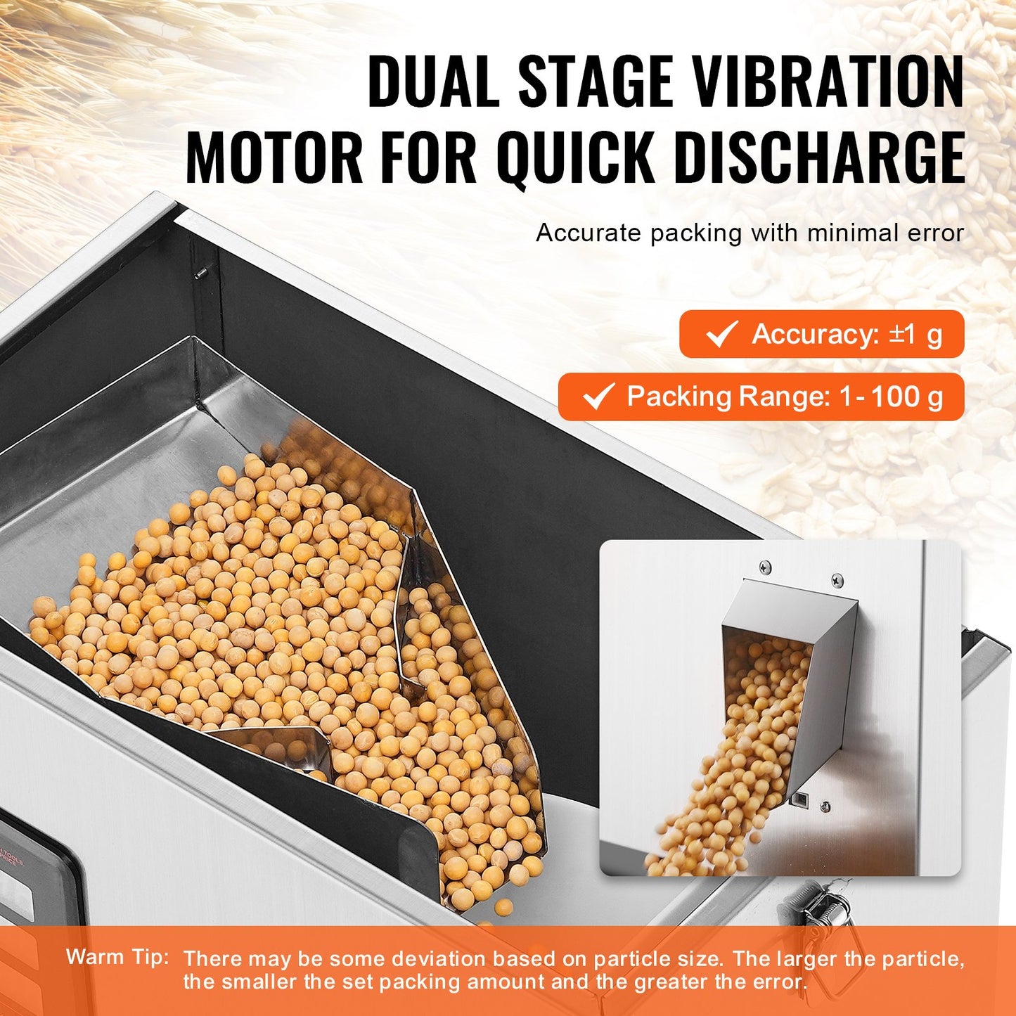 Powder Filling Machine, 0.002-0.22lbs/1-100g, Automatic Intelligent Particle Weighing Filling Machine, Bottle Bag Powder Filler Particle Dispenser for Tea Seeds Grains Powder Flour Beans Glitter