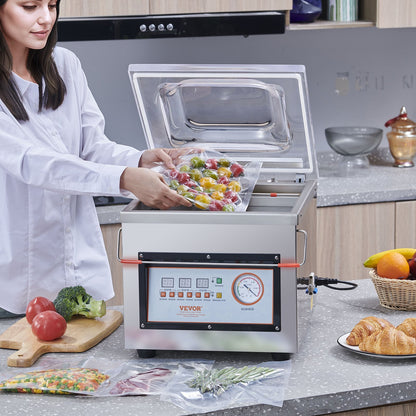 Chamber Vacuum Sealer, 320W Sealing Power, Vacuum Packing Machine for Wet Foods, Meats, Marinades and More, Compact Size with 320 mm Sealing Length, Applied in Home Kitchen and Commercial Use
