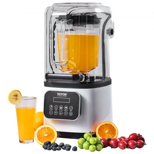 Professional Blender with Shield, Commercial Countertop Blenders, 68 oz Plastic Jar Blender Combo, Stainless Steel 9 Speed & 5 Functions Blender, for Shakes, Smoothies, Peree, and Crush Ice, White