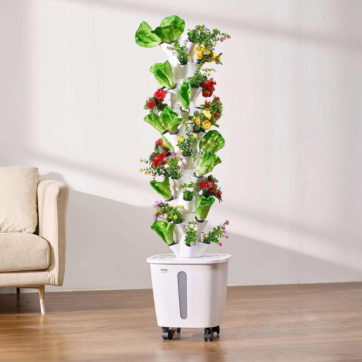 Hydroponic Growing System, 50 Pods Vertical 10 Tiers Hydroponic Tower, Rolling Hydronic Garden with Water Pump & Wheels, Indoor Plants Germination Kit for Herbs Fruits & Vegetables