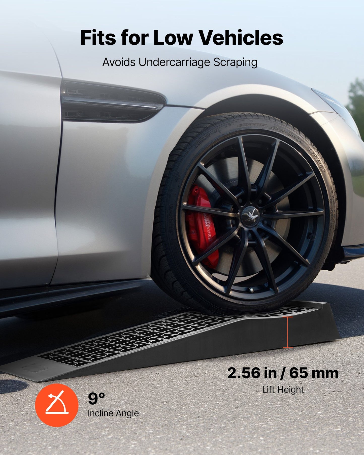 Car Ramps, 2 PCS 9072 kg GVW Capacity, 65 mm Lift Height, Portable Low Profile Car Service Ramps for Home Garage Maintenance & Oil Changes, Heavy Duty for Low Chassis Vehicle & Support Jack