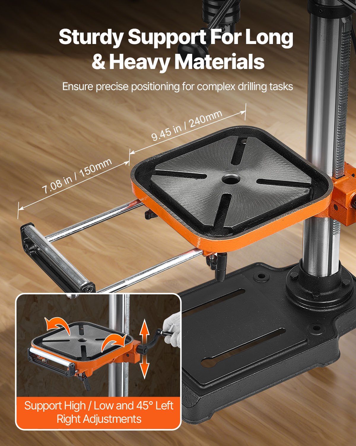 304.8 mm Benchtop Drill Press, 750W, 340-2200 RPM Variable Speed Bench Drill Press, with 0-45° Tilting Worktable, LED Work Light, X-ray Positioning, Tabletop Drilling Machine for Wood Metal