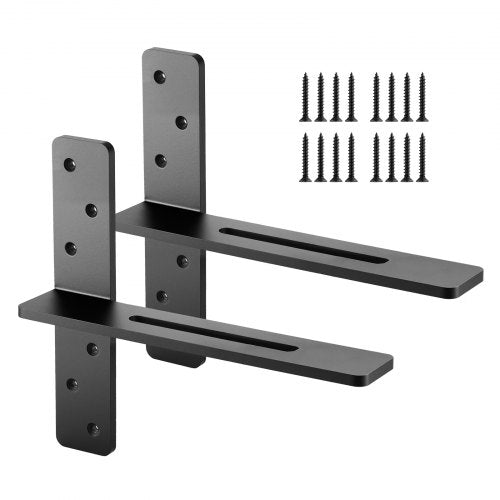 T Shelf Brackets 2 Pcs, 200 lbs/90 kg Weight Capacity, 14x2.89x12 in / 355.6x73.5x304.8 mm, Solid Steel Heavy Duty Brackets for Shelves, Countertop Support Floating Bracket Hardware with Screws