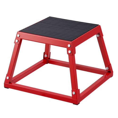 Plyometric Jump Box, 12 Inch Plyo Box, Steel Plyometric Platform and Jumping Agility Box, Anti-Slip Fitness Exercise Step Up Box for Home Gym Training, Conditioning Strength Training, Red