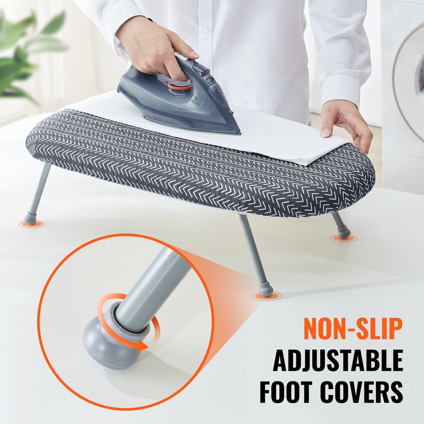 Tabletop Ironing Board 23.4 x 14.4, Small Iron Board with Heat Resistant Cover and 100% Cotton Cover, Mini Ironing Board with 7mm Thickened Needle Cotton Layer for Small Spaces, Travel Use