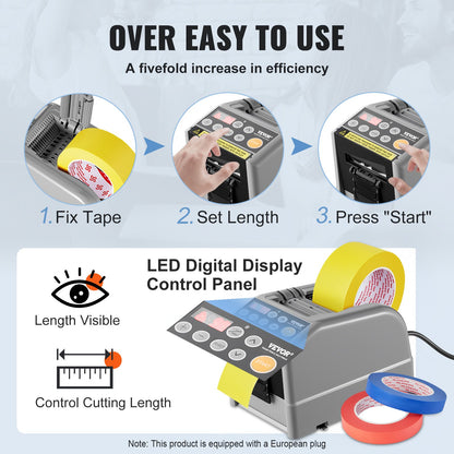 Zcut-9 Automatic Tape Dispenser Adhesive Electric Tape Cutter Packaging Machine Tape Cutting Machine 6-60mm Tape Width