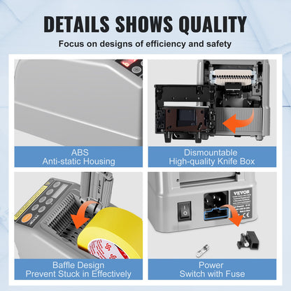 Zcut-9 Automatic Tape Dispenser Adhesive Electric Tape Cutter Packaging Machine Tape Cutting Machine 6-60mm Tape Width