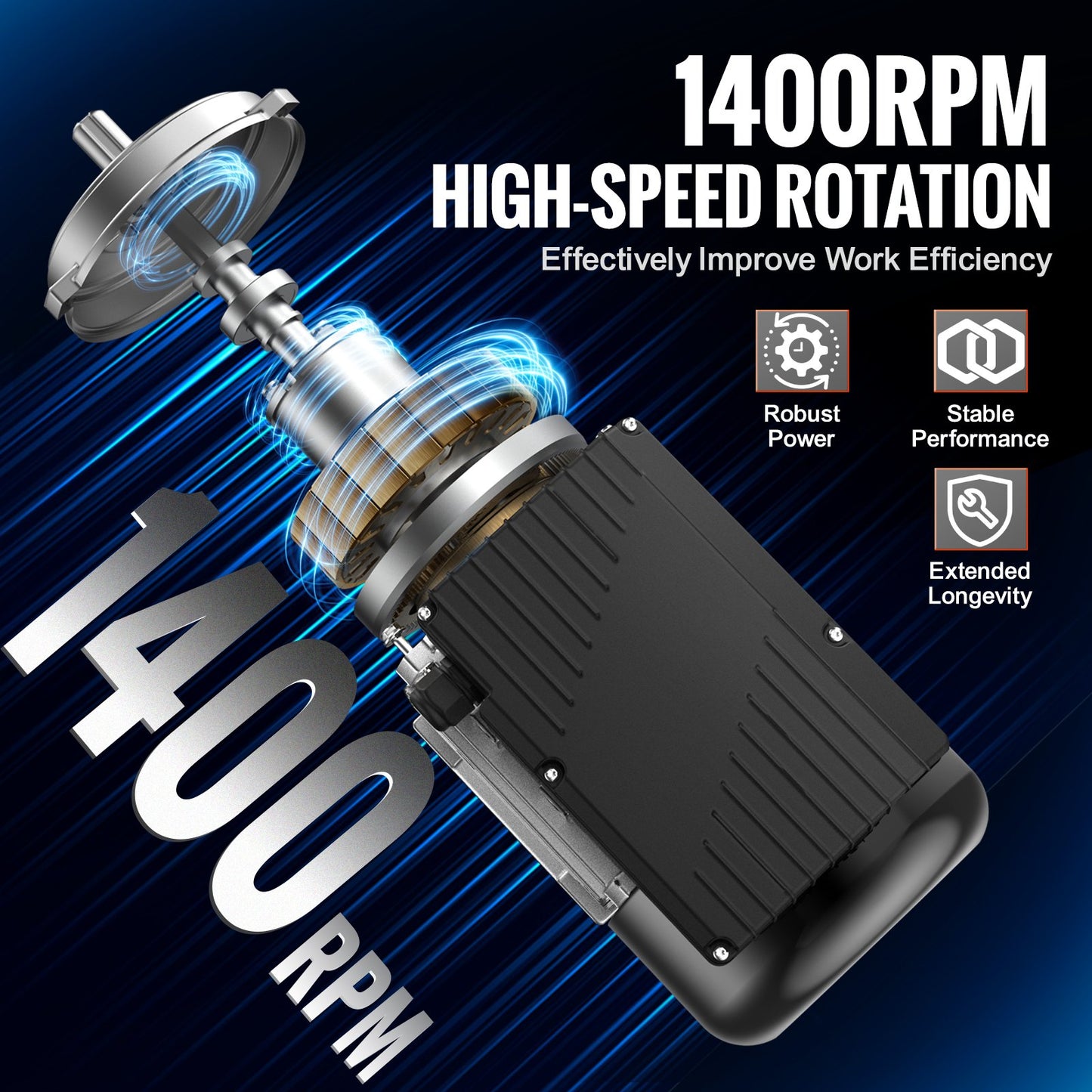 0.55KW Electric Motor 1400 rpm, AC 220~240V 4.5A, 80, B3 Frame, Air Compressor Motor Single Phase, 19mm Keyed Shaft, CW/CCW Rotation for Agricultural Machinery and General Equipment