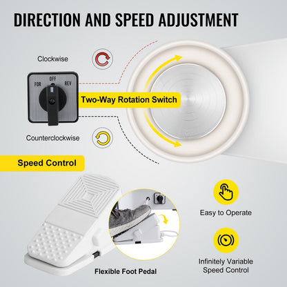 Pottery Wheel 25CM Pottery Forming Machine 280W Electric Pottery Wheel with Foot Pedal and Detachable Basin Shaping Tool Set for Ceramics Clay Craft DIY Clay