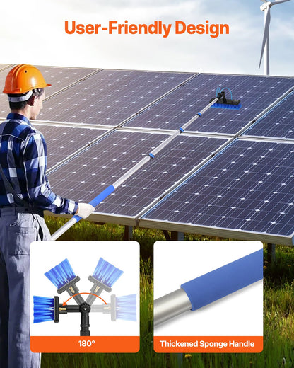 Water Fed Pole Kit, 6m Solar Panel Cleaning Pole with Extendable Handle, 180° Rotatable Brush Head & 20m Hose, Household & Outdoor Window Cleaner Tool for Caravan Solar Panel Deck