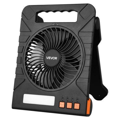 10000mAh Rechargeable Solar Fan with LED Lantern, 18 cm Portable Fan Cordless with 4W Foldable Solar Panel, 4-Speed & Timer & Quiet, USB Battery Powered for Camping Tent Worksite Office Desk