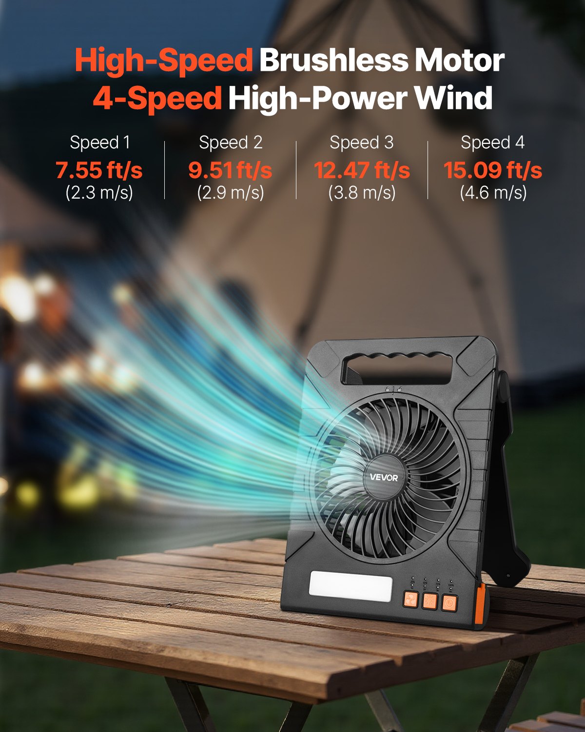 10000mAh Rechargeable Solar Fan with LED Lantern, 18 cm Portable Fan Cordless with 4W Foldable Solar Panel, 4-Speed & Timer & Quiet, USB Battery Powered for Camping Tent Worksite Office Desk