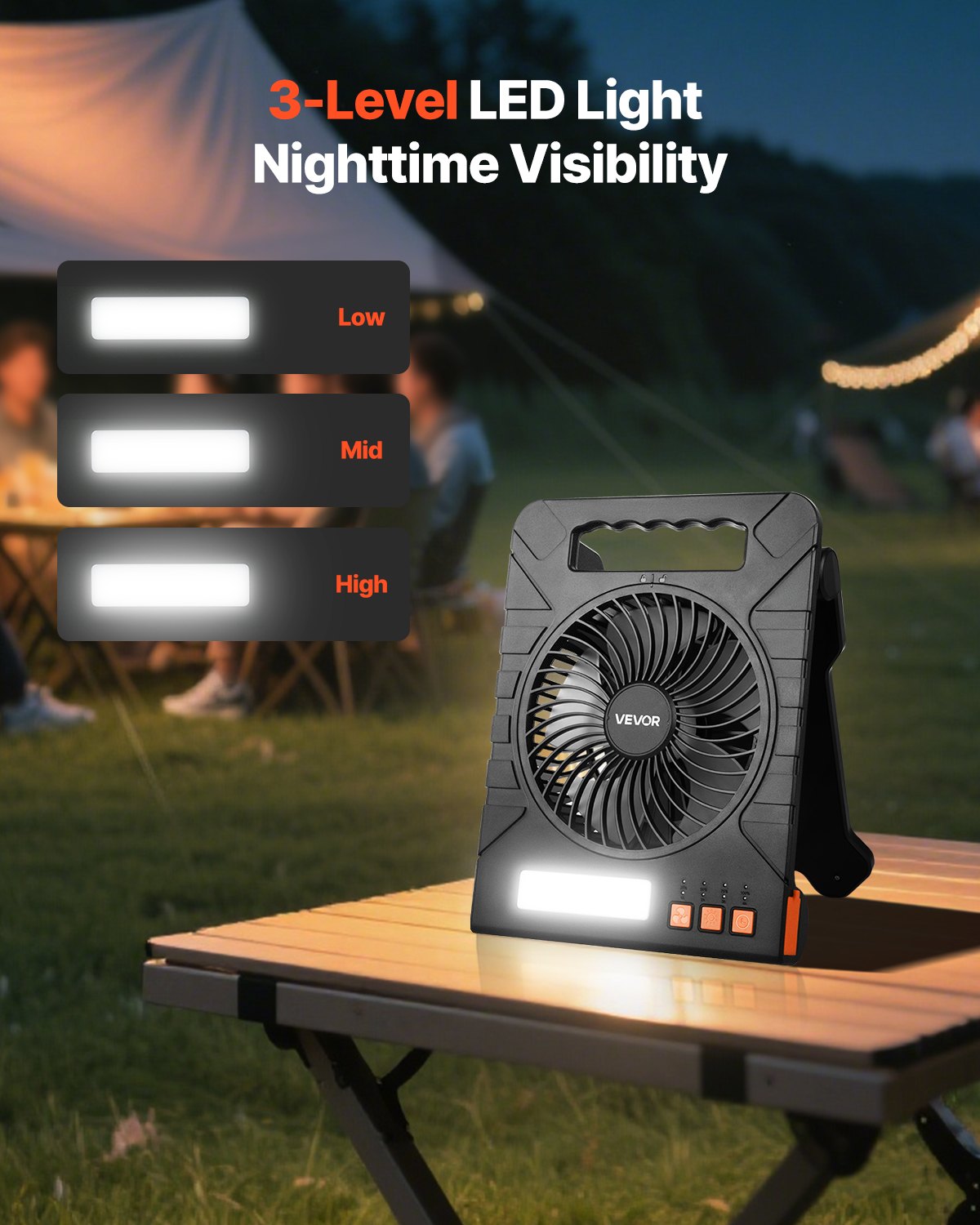 10000mAh Rechargeable Solar Fan with LED Lantern, 18 cm Portable Fan Cordless with 4W Foldable Solar Panel, 4-Speed & Timer & Quiet, USB Battery Powered for Camping Tent Worksite Office Desk