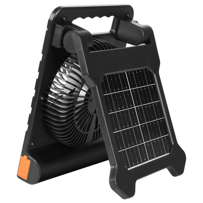 10000mAh Rechargeable Solar Fan with LED Lantern, 18 cm Portable Fan Cordless with 4W Foldable Solar Panel, 4-Speed & Timer & Quiet, USB Battery Powered for Camping Tent Worksite Office Desk