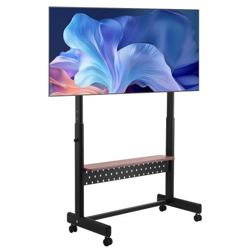 Rolling TV Stand, Mobile TV Cart for 55-100 Inch Screens, Height Adjustable Portable Monitor Stand with Tray, Holds up to 205 lbs for Living Room, Bedroom, Office, Outdoor Max VESA 800 x 600 mm