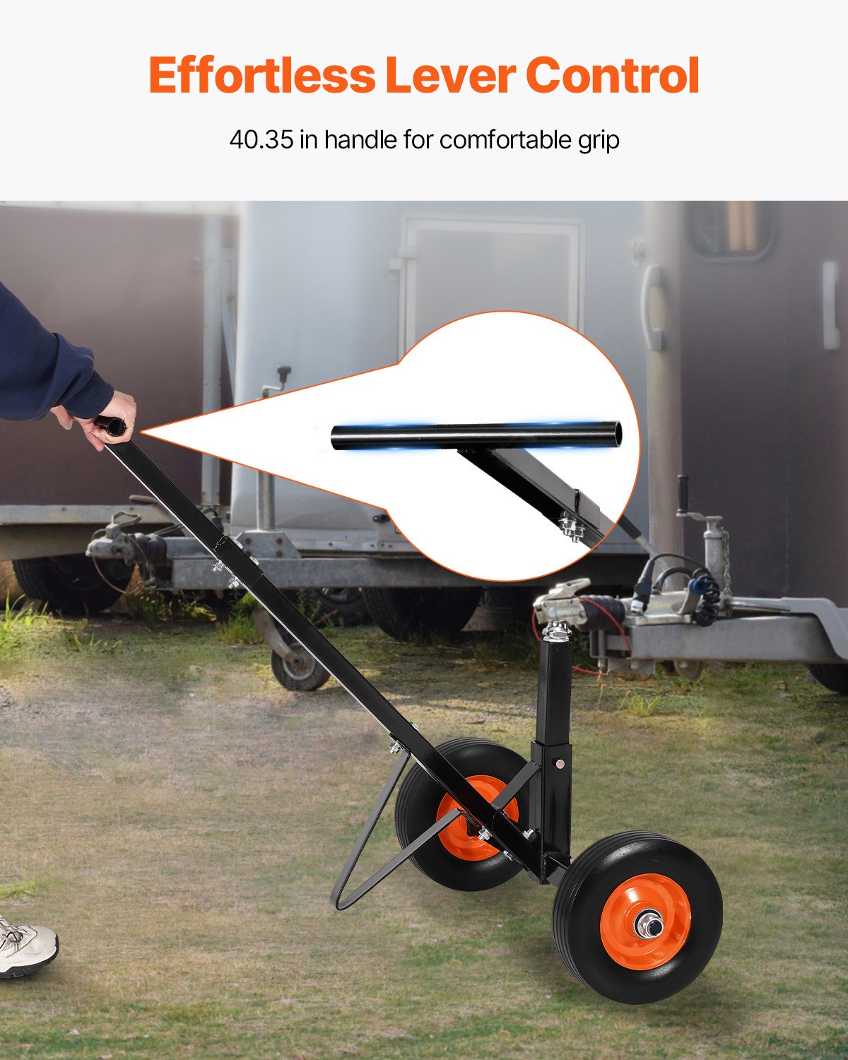 Trailer Dolly, 600lbs Tongue Weight Capacity, Carbon Steel Trailer Mover with 1-7/8 in Hitch Ball and 10 in Solid Tires, Portable Tow Dolly for Moving Car RV Boat Trailer