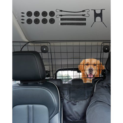 Hundetrenngitter fürs Auto, 90-154 cm verstellbare Trennwand für den Vordersitz, universell passendes, robustes Drahtgeflecht-Trennnetz für Hunde, Fahrzeug-Haustiertrenngitter für Limousinen, LKWs und SUVs