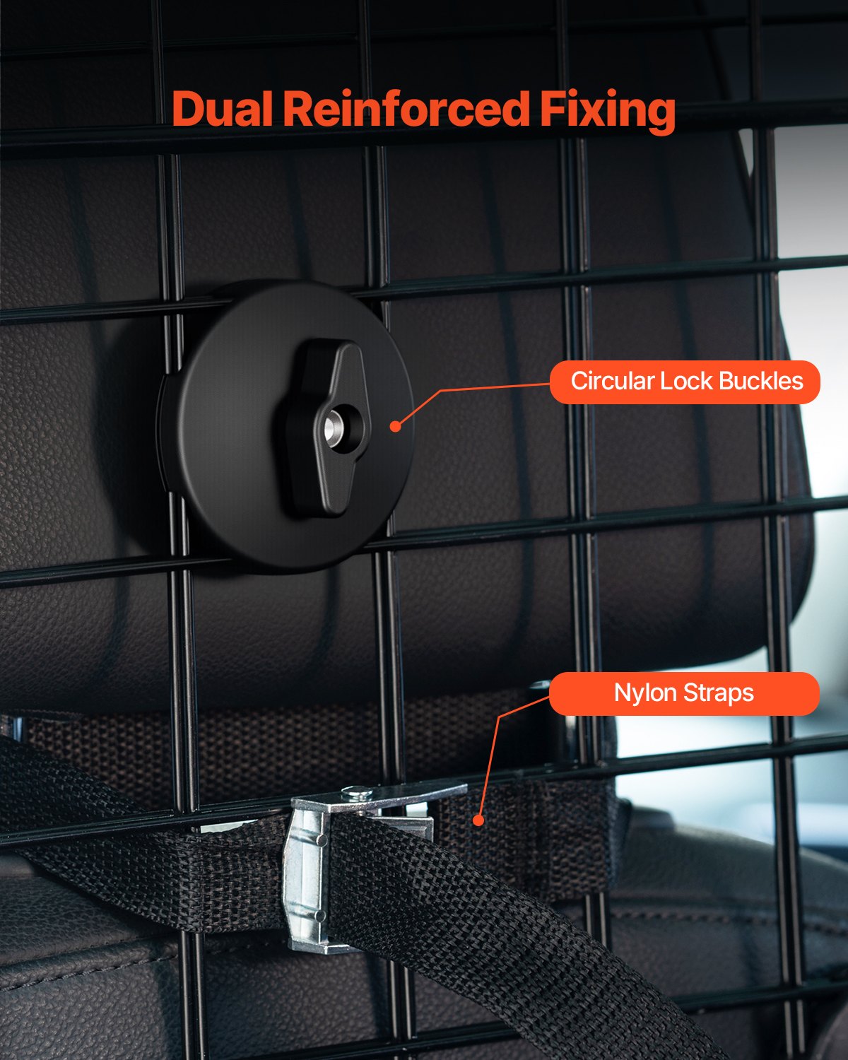 Hundetrenngitter fürs Auto, 90-154 cm verstellbare Trennwand für den Vordersitz, universell passendes, robustes Drahtgeflecht-Trennnetz für Hunde, Fahrzeug-Haustiertrenngitter für Limousinen, LKWs und SUVs