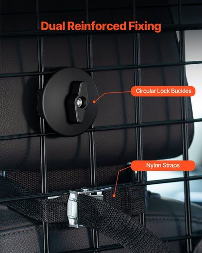 Hundetrenngitter fürs Auto, 90-154 cm verstellbare Trennwand für den Vordersitz, universell passendes, robustes Drahtgeflecht-Trennnetz für Hunde, Fahrzeug-Haustiertrenngitter für Limousinen, LKWs und SUVs
