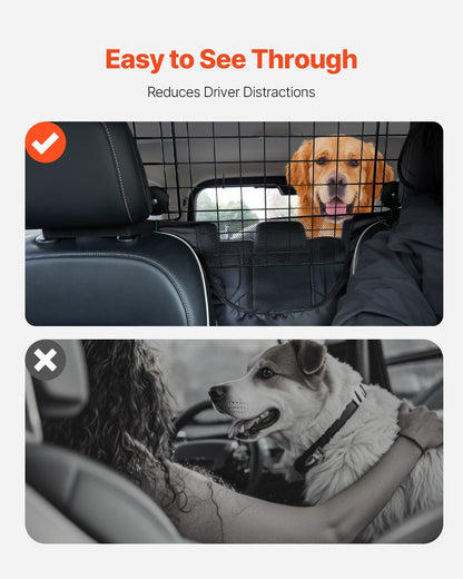 Hundetrenngitter fürs Auto, 90-154 cm verstellbare Trennwand für den Vordersitz, universell passendes, robustes Drahtgeflecht-Trennnetz für Hunde, Fahrzeug-Haustiertrenngitter für Limousinen, LKWs und SUVs