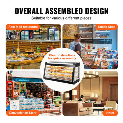 Gewerblicher 3-stufiger Speisenwärmer, 1500 W Leistung, mit Beleuchtung, verstellbaren Ablagen und Temperaturanzeige, Dampfheizung (30 °C bis 85 °C), 180 l Fassungsvermögen für Hamburger, Pizza, Brot und Brathähnchen