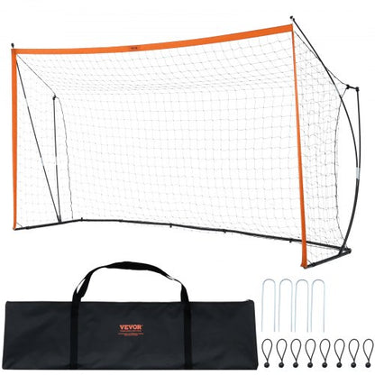 Portable Soccer Goal, 12x6 ft Adults Kids Backyard Soccer Net, Large Practice Soccer Net, Steel Fiberglass Structure Training Goal Set, All-Weather Outdoor Soccer Goals with Carry Bag, Orange