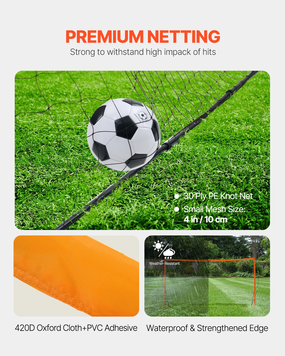 Portable Soccer Goal, 12x6 ft Adults Kids Backyard Soccer Net, Large Practice Soccer Net, Steel Fiberglass Structure Training Goal Set, All-Weather Outdoor Soccer Goals with Carry Bag, Orange