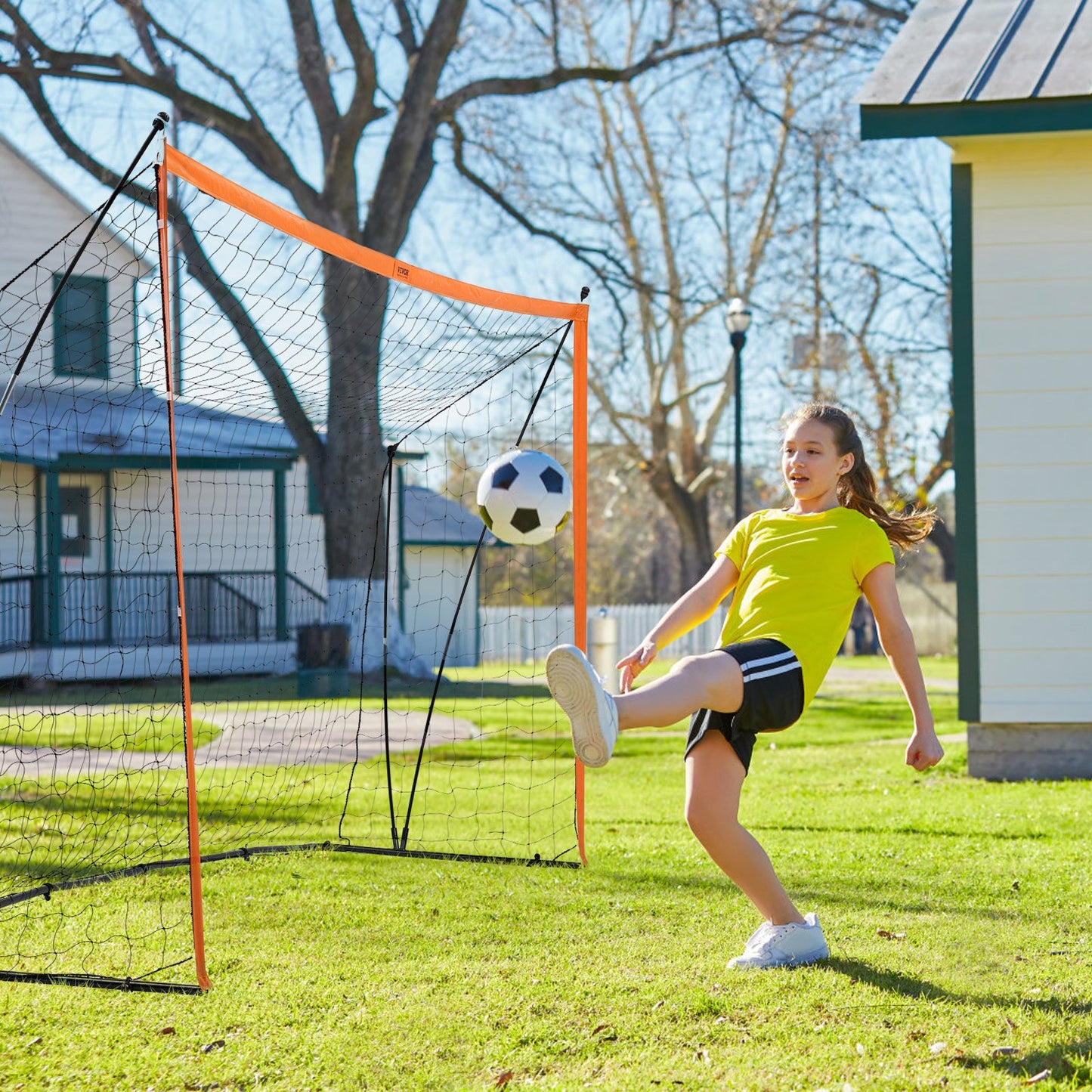Portable Soccer Goal, 12x6 ft Adults Kids Backyard Soccer Net, Large Practice Soccer Net, Steel Fiberglass Structure Training Goal Set, All-Weather Outdoor Soccer Goals with Carry Bag, Orange