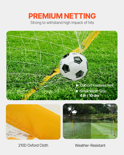 Portable Soccer Goal, 12x6 ft Adults Kids Backyard Soccer Net, Large Practice Soccer Net, Steel Fiberglass Structure Training Goal Set, All-Weather Outdoor Soccer Goals with Carry Bag, Yellow