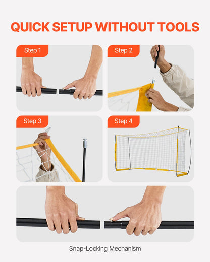 Portable Soccer Goal, 12x6 ft Adults Kids Backyard Soccer Net, Large Practice Soccer Net, Steel Fiberglass Structure Training Goal Set, All-Weather Outdoor Soccer Goals with Carry Bag, Yellow