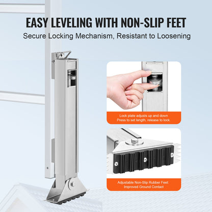 Ladder Levler, 11.4 inch Expansion Length Steel Ladder Leveling Tool, Quick Release Pitch Hopper, Stair Ladder Stabilizer Easy to Use,Extension Ladder Accessories for Uneven Ground