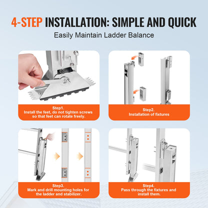 Ladder Levler, 11.4 inch Expansion Length Steel Ladder Leveling Tool, Quick Release Pitch Hopper, Stair Ladder Stabilizer Easy to Use,Extension Ladder Accessories for Uneven Ground