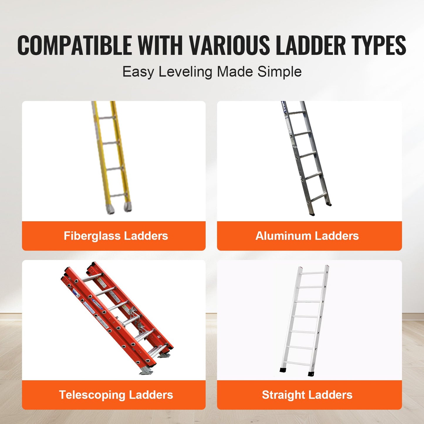 Ladder Levler, 23.4 inch Steel 550lbs Load Ladder Leveling Tool, Pitch Hopper, Stair Ladder Stabilizer with Storage, Easy to Use for All Surfaces,Extension Ladder Accessories for Uneven Ground