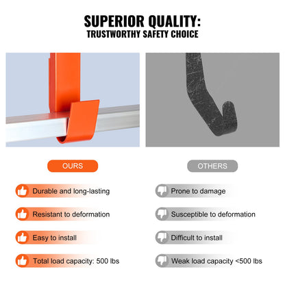 Ladder Roof Hook, 2 Pack with Wheel Heavy Duty Steel Ladder Stabilizer, Roof Ridge Extension Rubber Grip T-Bar for Damage Prevention, 500 lbs Weight Rating, Fast & Easy to Access Steep Roofs