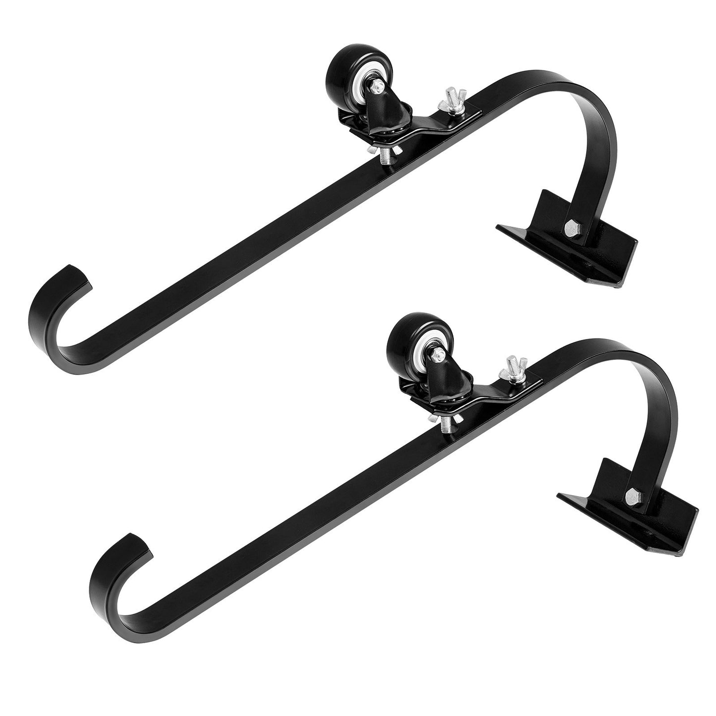 Ladder Roof Hook, 2 Pack with Fixed Wheel & Swivel Bar, Wheel Heavy Duty Steel Ladder Stabilizer, Roof Ridge Extension for Damage Prevention, 600 lbs Weight Rating, Easy to Access Steep Roofs