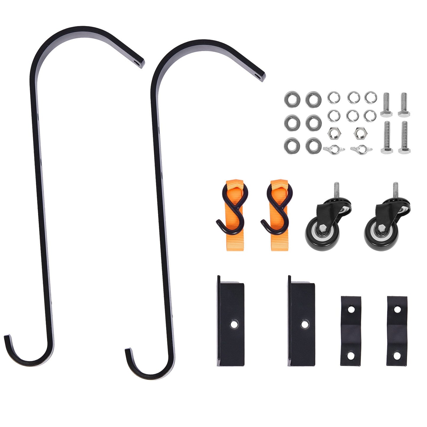 Ladder Roof Hook, 2 Pack with Fixed Wheel & Swivel Bar, Wheel Heavy Duty Steel Ladder Stabilizer, Roof Ridge Extension for Damage Prevention, 600 lbs Weight Rating, Easy to Access Steep Roofs