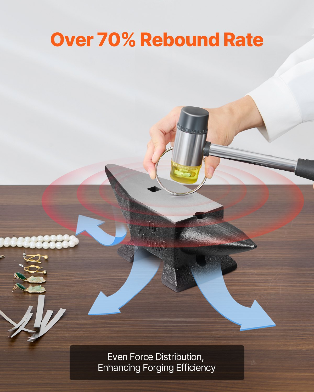 Cast Iron Anvil, 22 Lbs/10kg Single Horn Anvil, with Large Countertop and Stable Base, High Hardness Rugged Round Horn Anvil Blacksmith, for Shaping, Bending